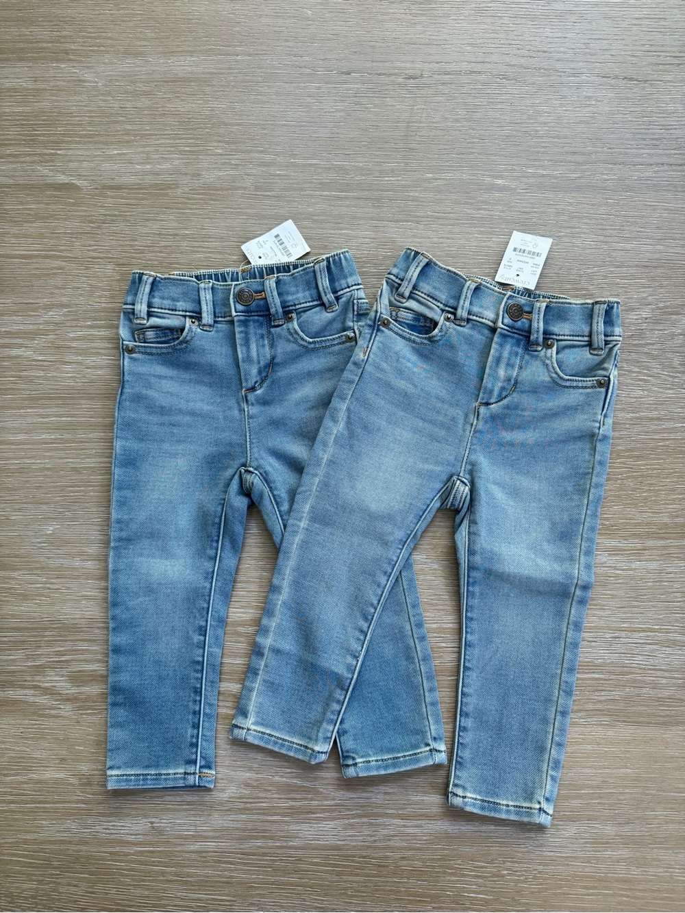 NWT Crewcuts girls light wash runaround style elastic waist jeans pants size 2T